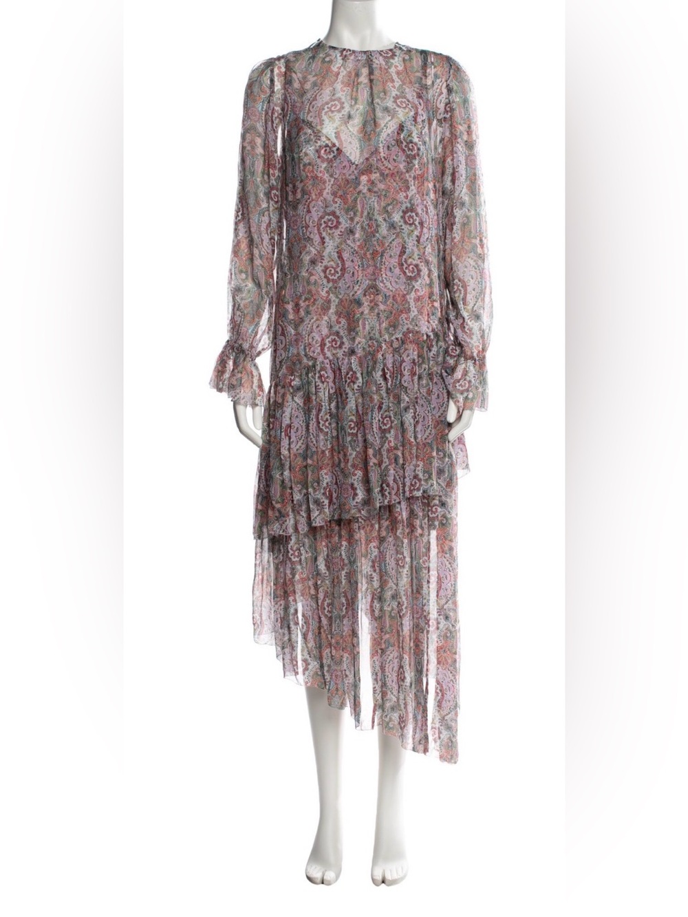 Zimmermann Paisley Tiered Asymmetric Midi Dress